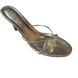 FEMME Sicilian Gold Strappy Heels with Dust Bag New in Box